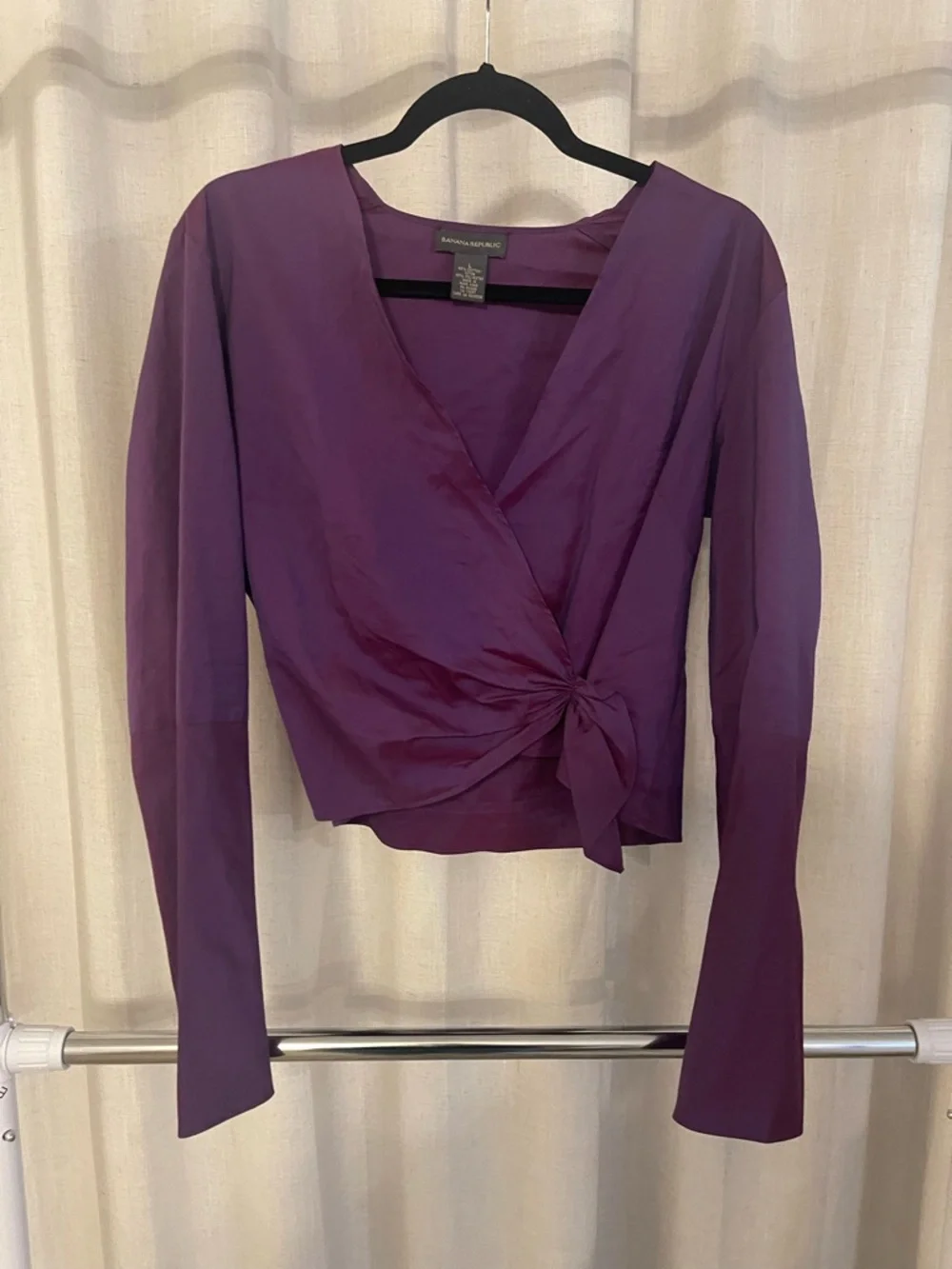 Banana Republic Deep Purple Wrap Tie Blouse - Picture 1 of 8